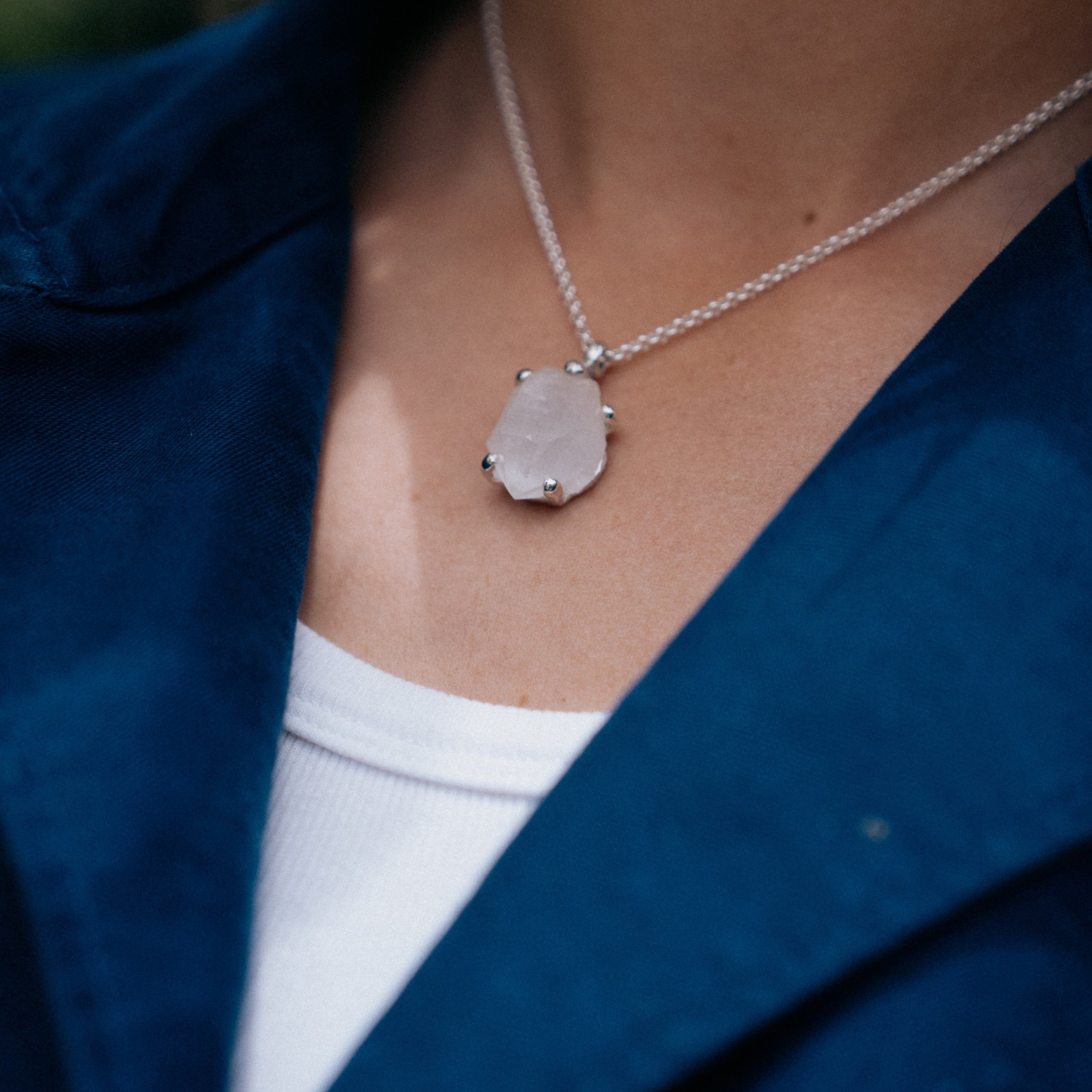 No.32 Silver Rock Crystal Pendant Necklace