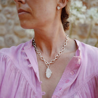 No.28 Silver Rock Crystal Pendant Sylt Chain Necklace