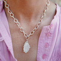 No.28 Silver Rock Crystal Pendant Sylt Chain Necklace