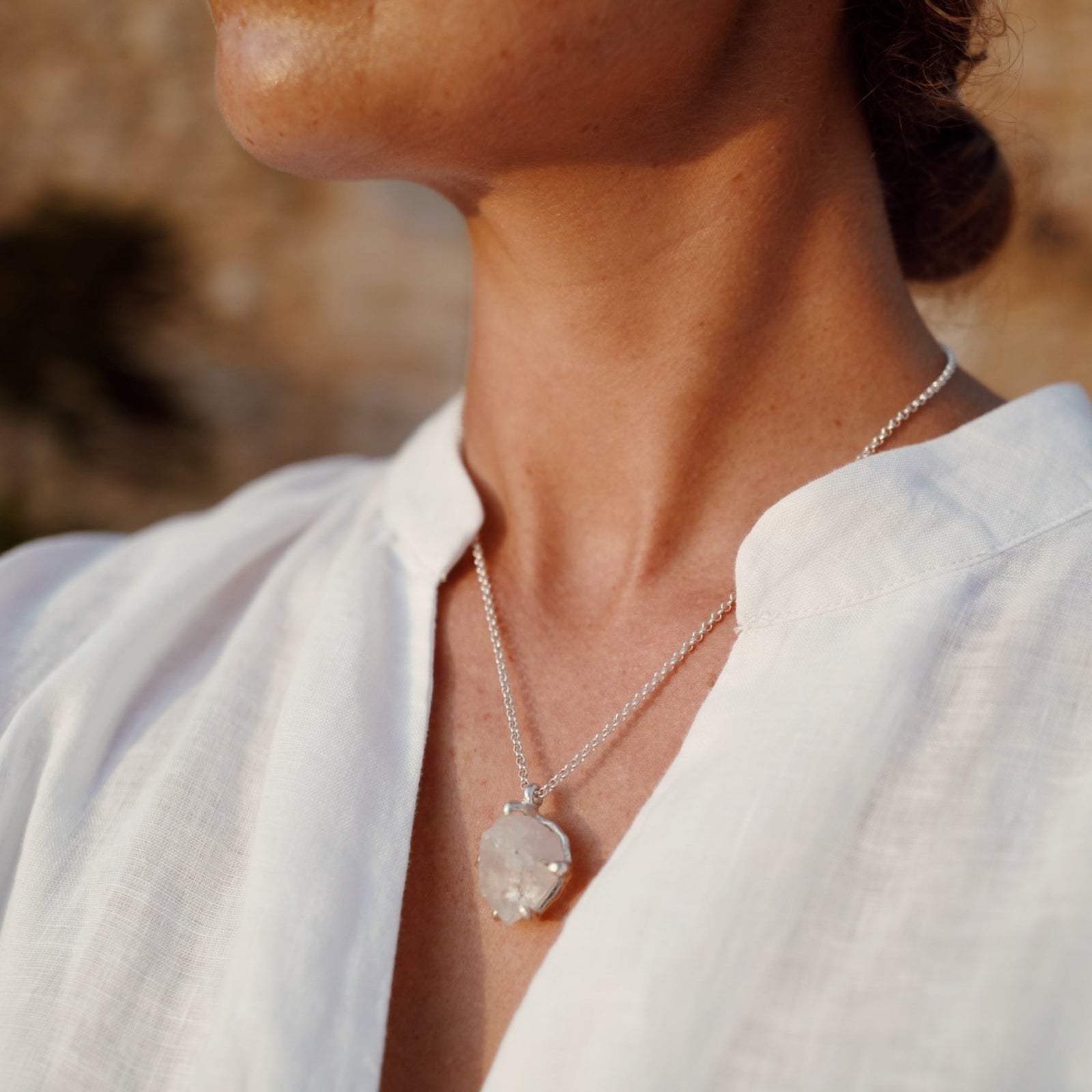 No.29 Silver Rock Crystal Pendant Necklace