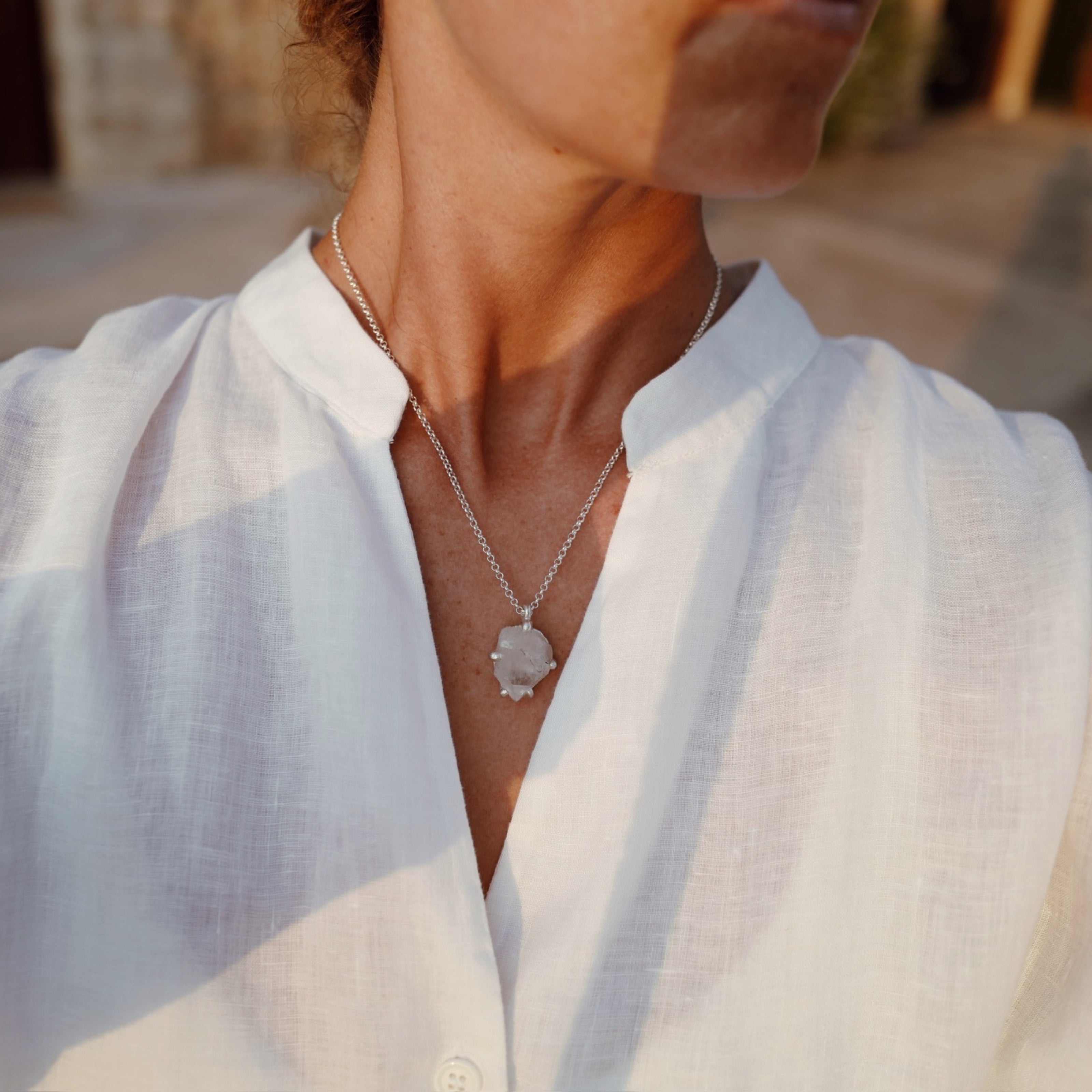 No.29 Silver Rock Crystal Pendant Necklace