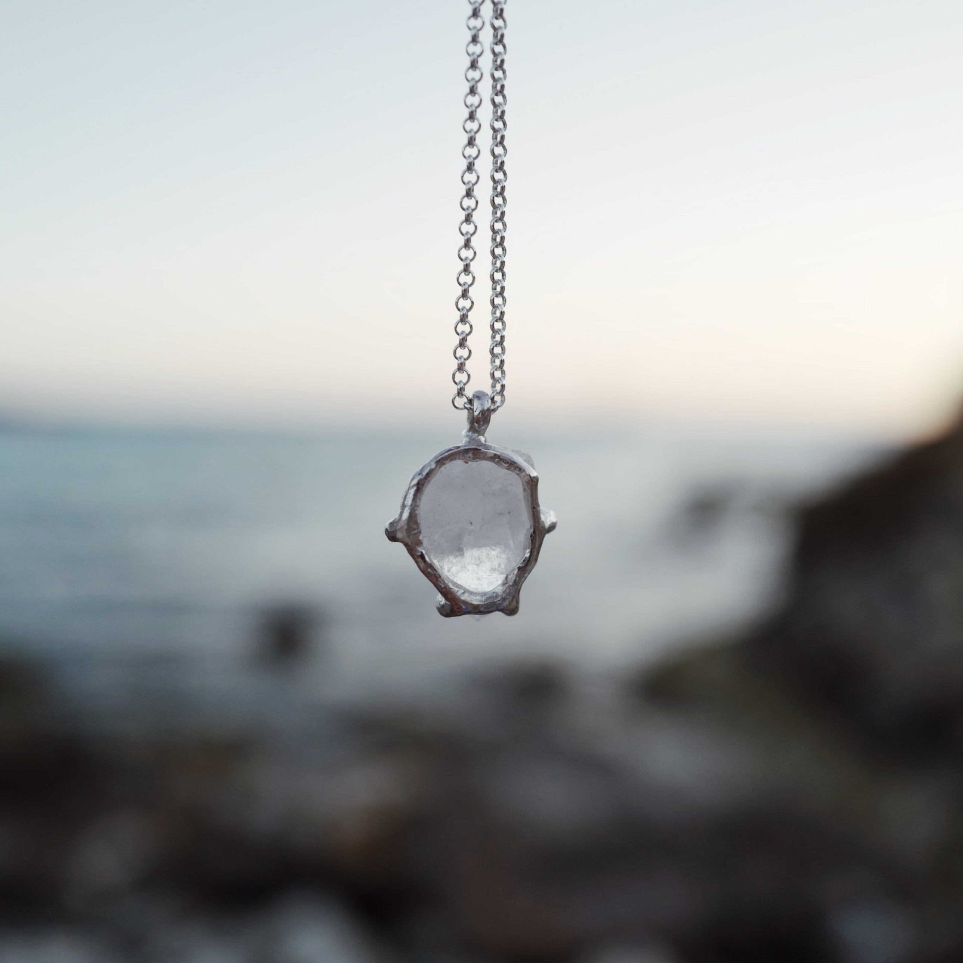 No.29 Silver Rock Crystal Pendant Necklace
