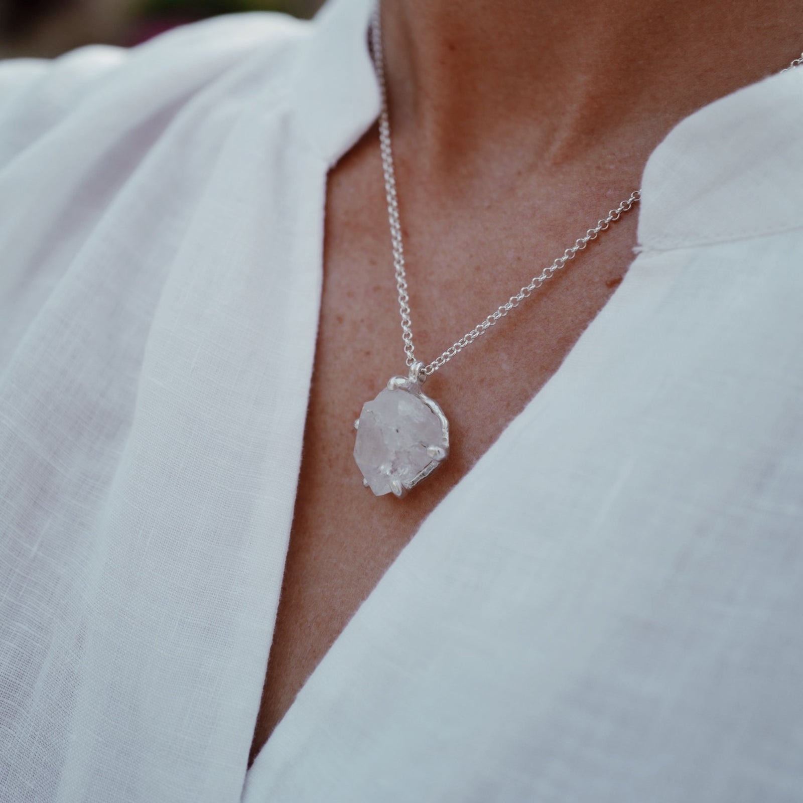 No.29 Silver Rock Crystal Pendant Necklace