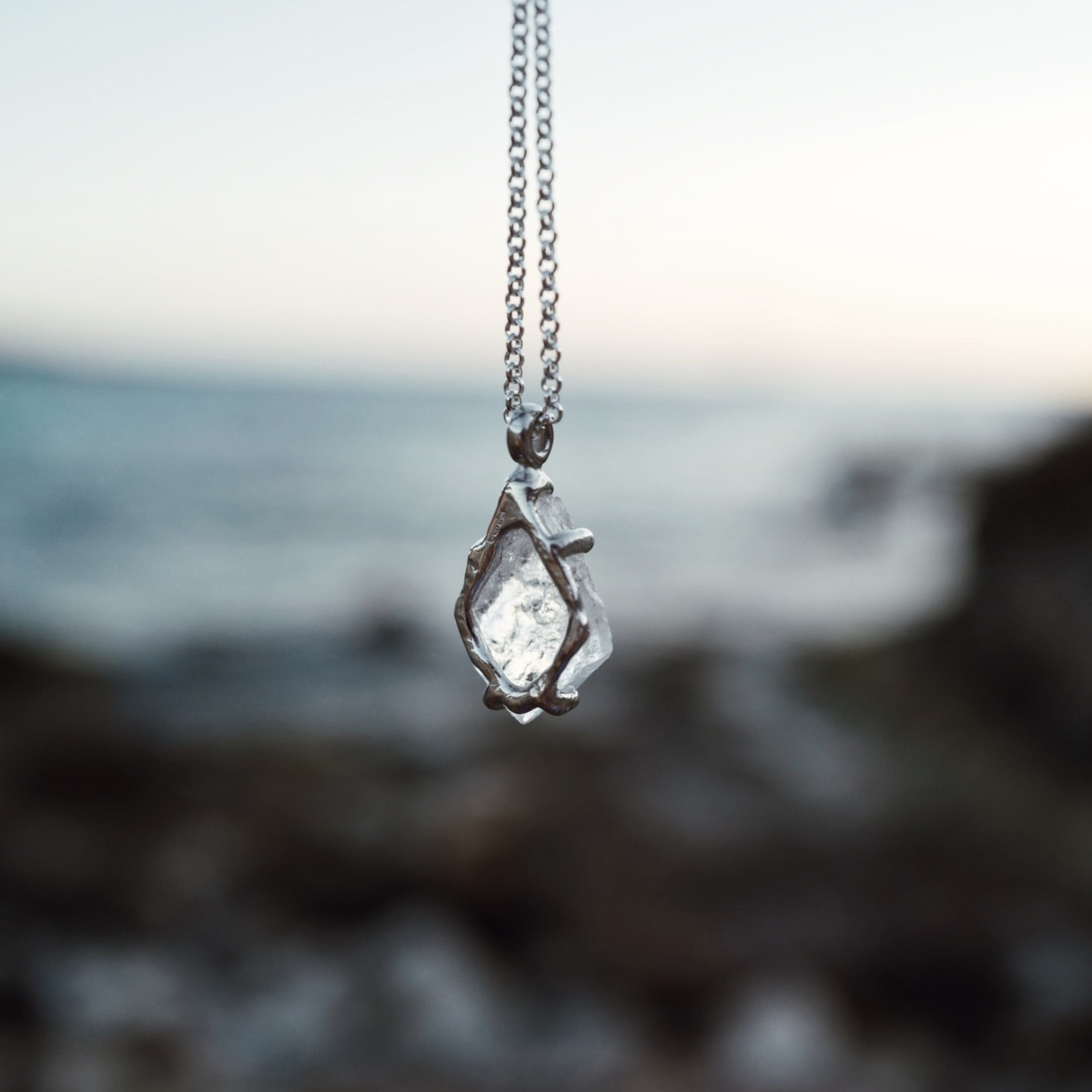 No.34 Silver Rock Crystal Pendant Necklace