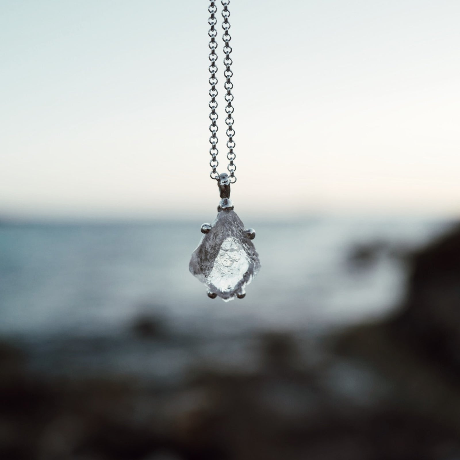 No.34 Silver Rock Crystal Pendant Necklace
