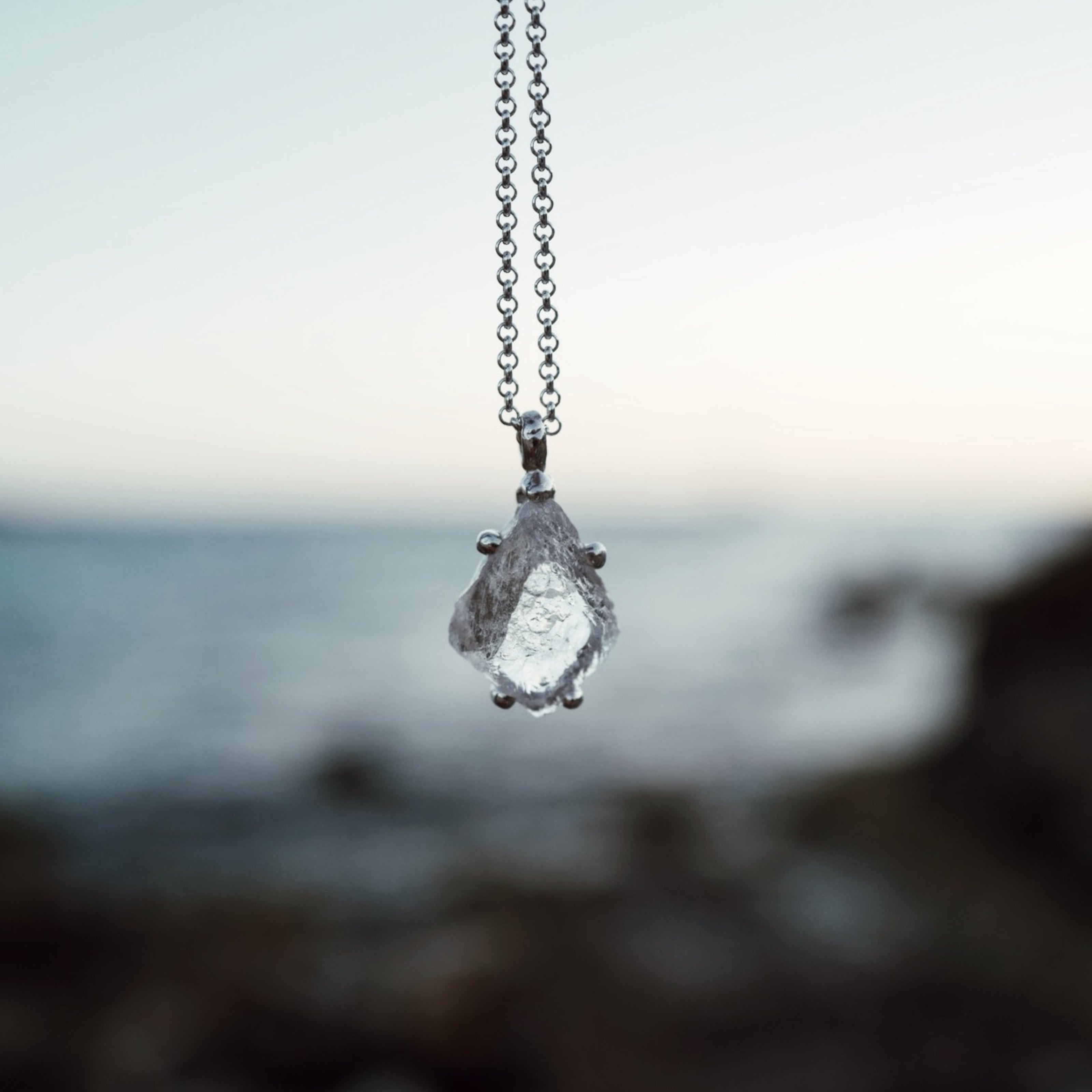 No.34 Silver Rock Crystal Pendant Necklace