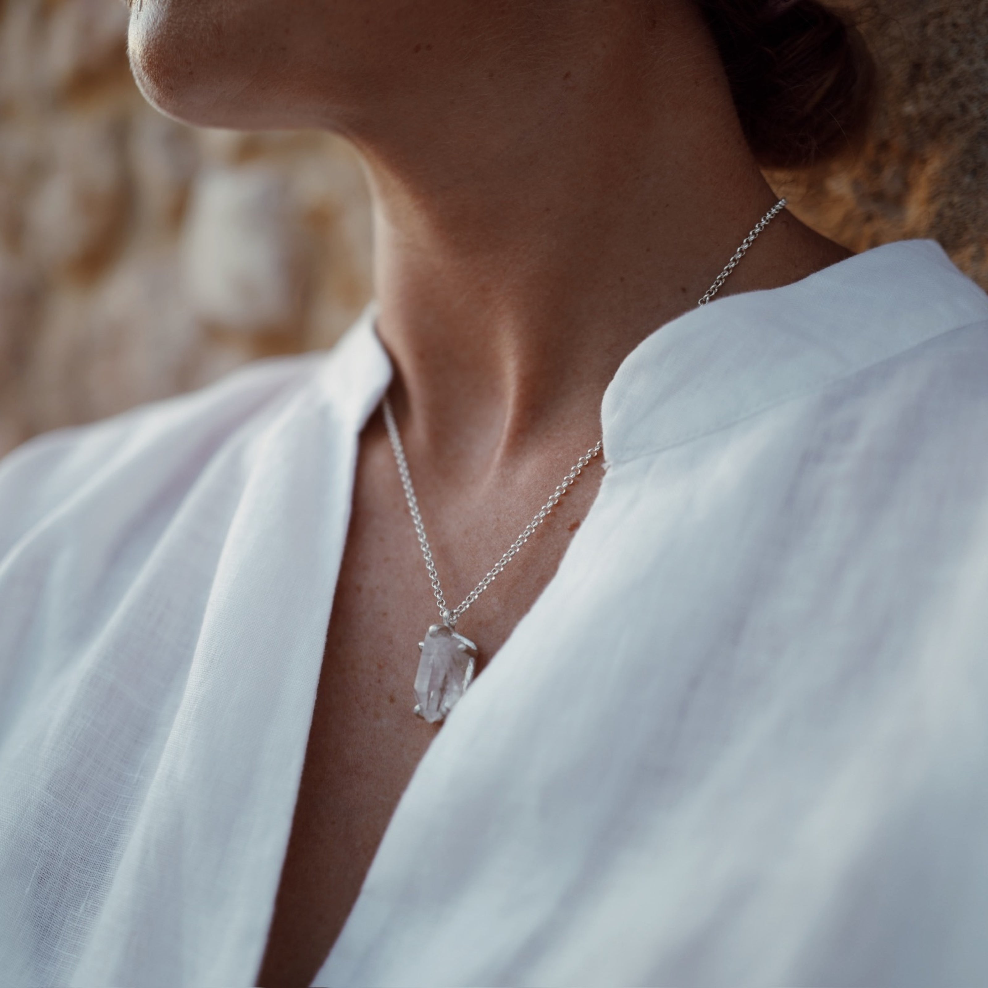 No.31 Silver Rock Crystal Pendant Necklace
