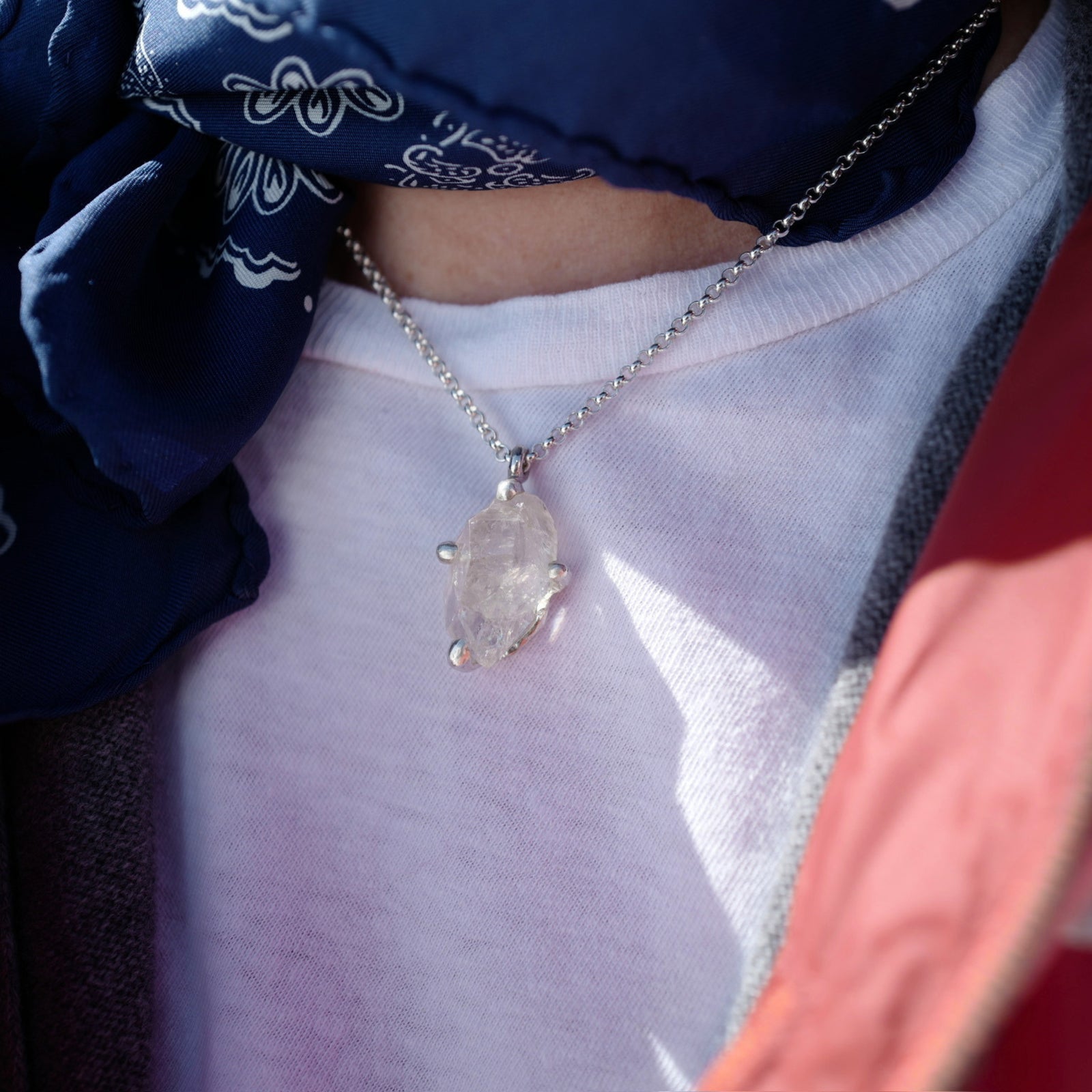 No.35 Silver Rock Crystal Pendant Necklace