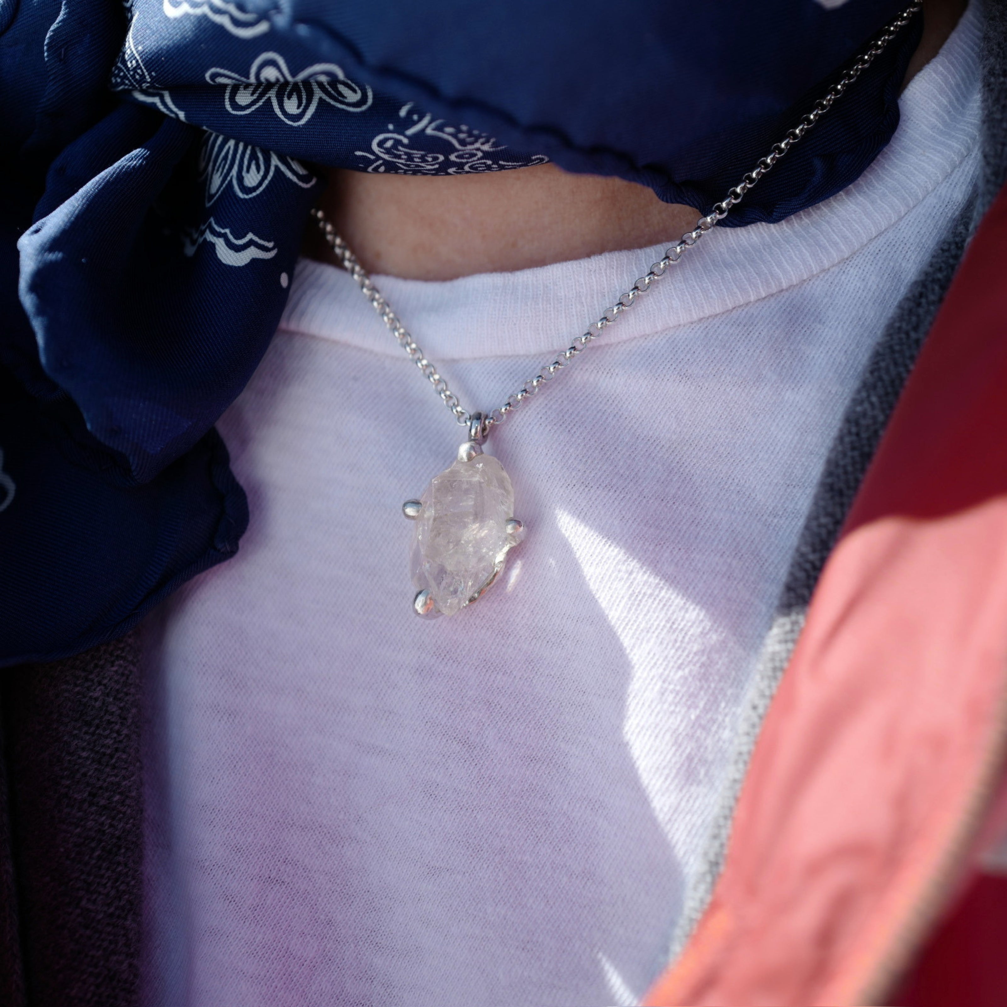 No.35 Silver Rock Crystal Pendant Necklace