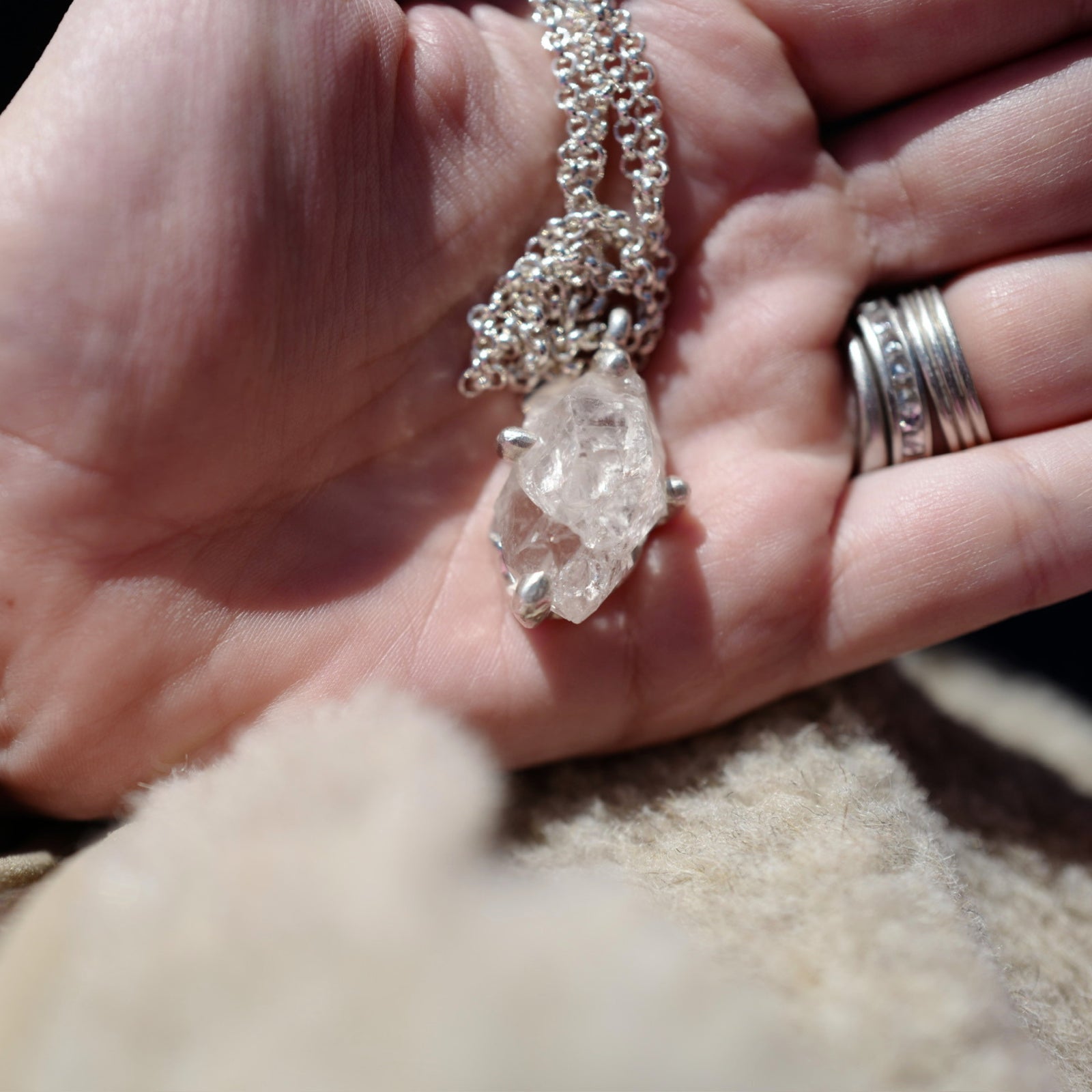 No.35 Silver Rock Crystal Pendant Necklace