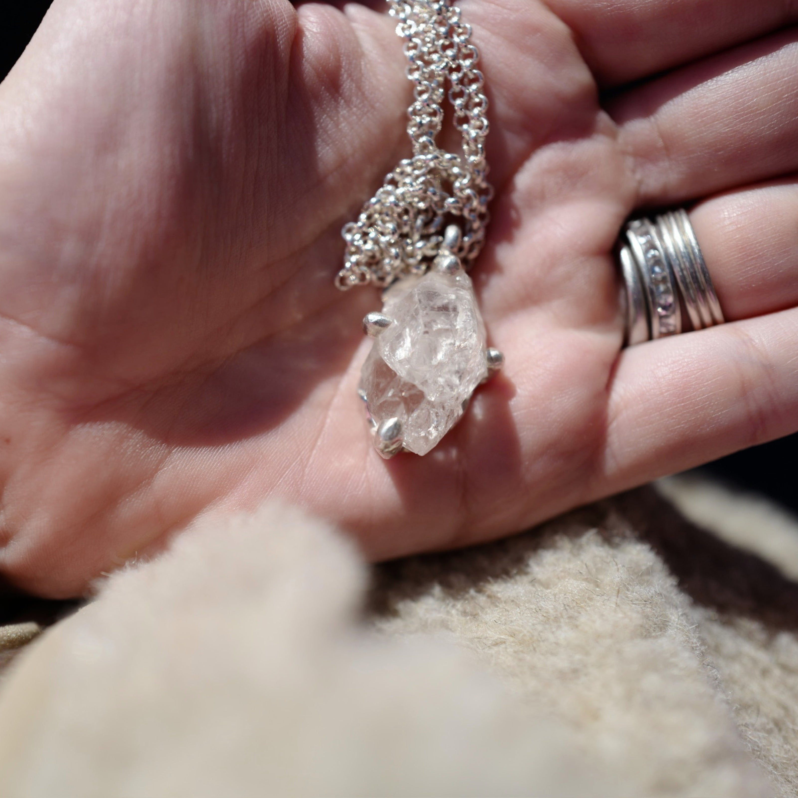 No.35 Silver Rock Crystal Pendant Necklace