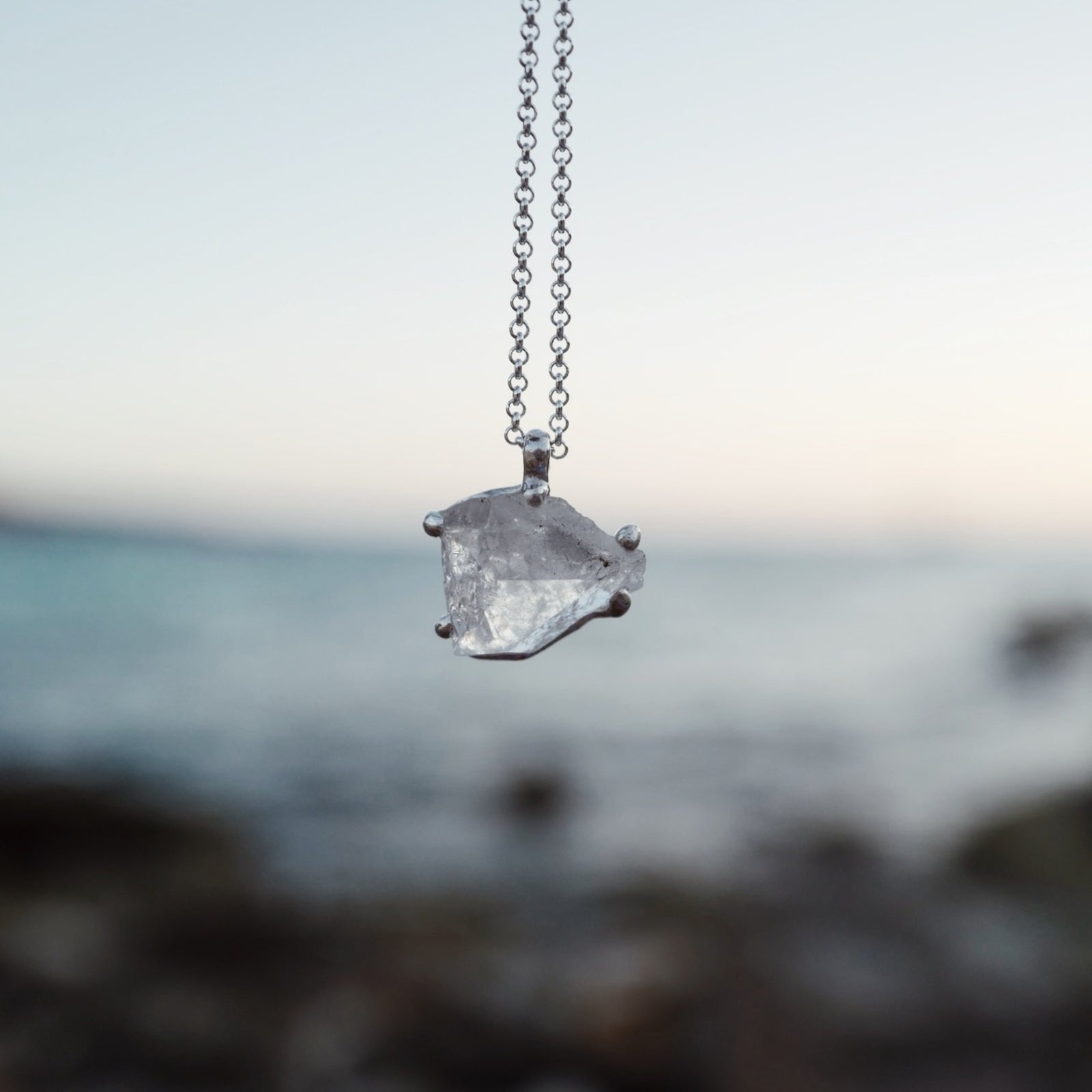 No.33 Silver Rock Crystal Pendant Necklace