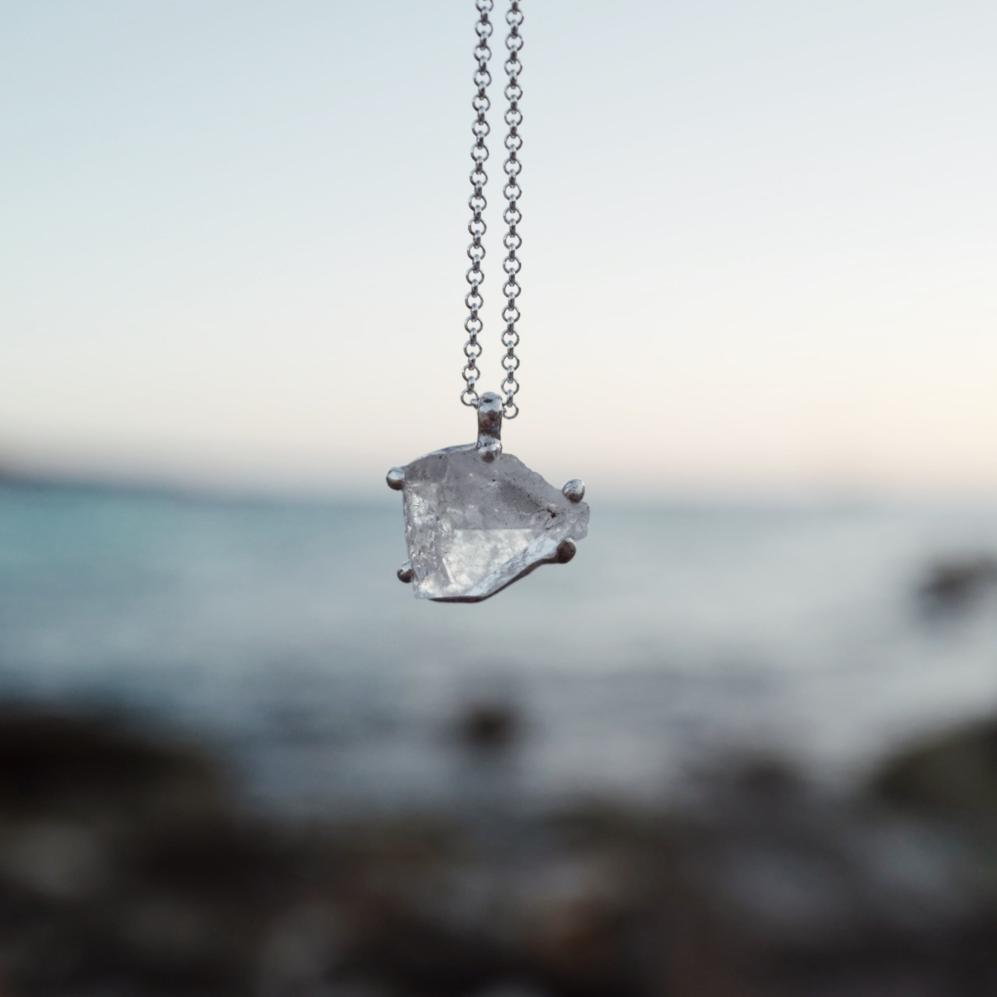 No.33 Silver Rock Crystal Pendant Necklace
