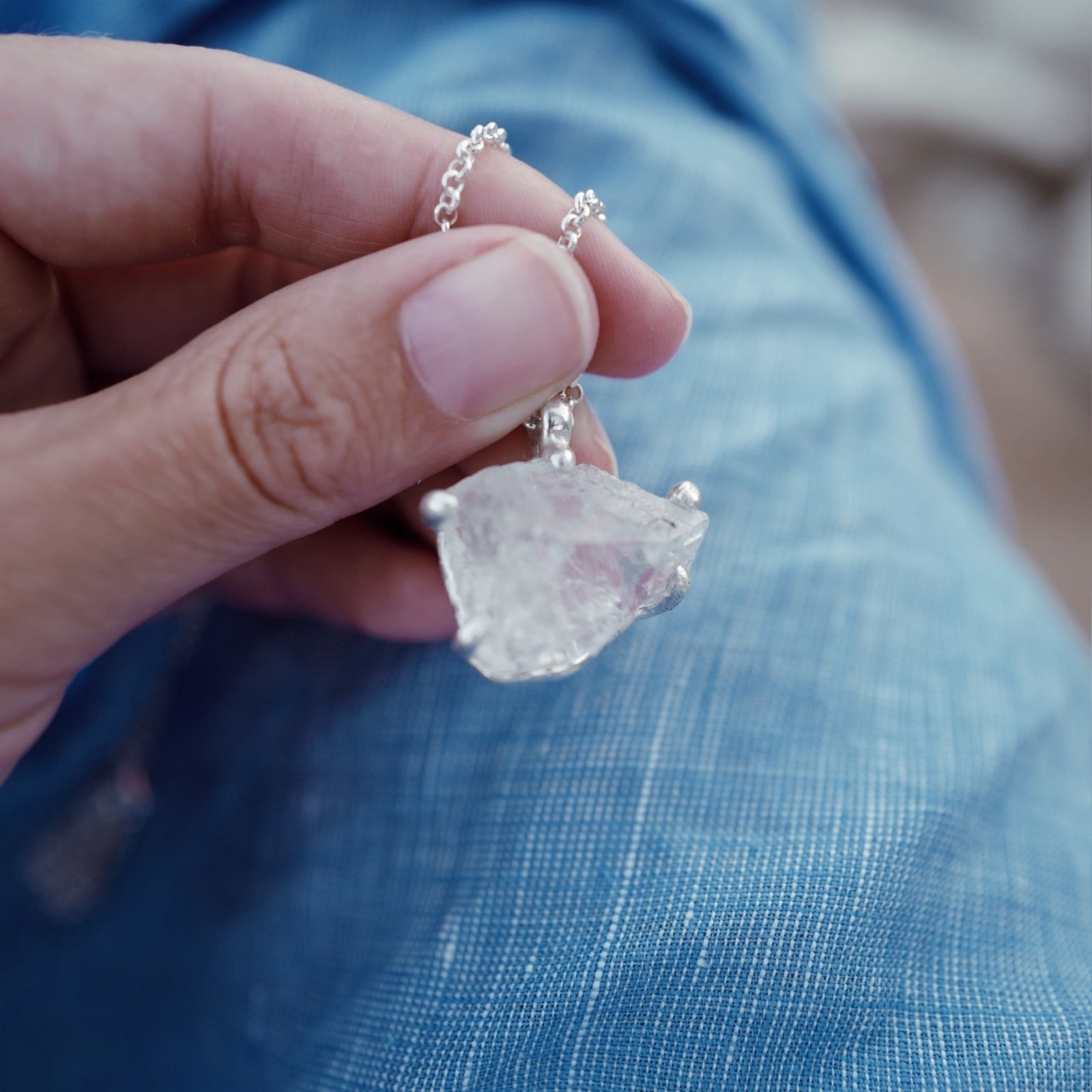 No.33 Silver Rock Crystal Pendant Necklace