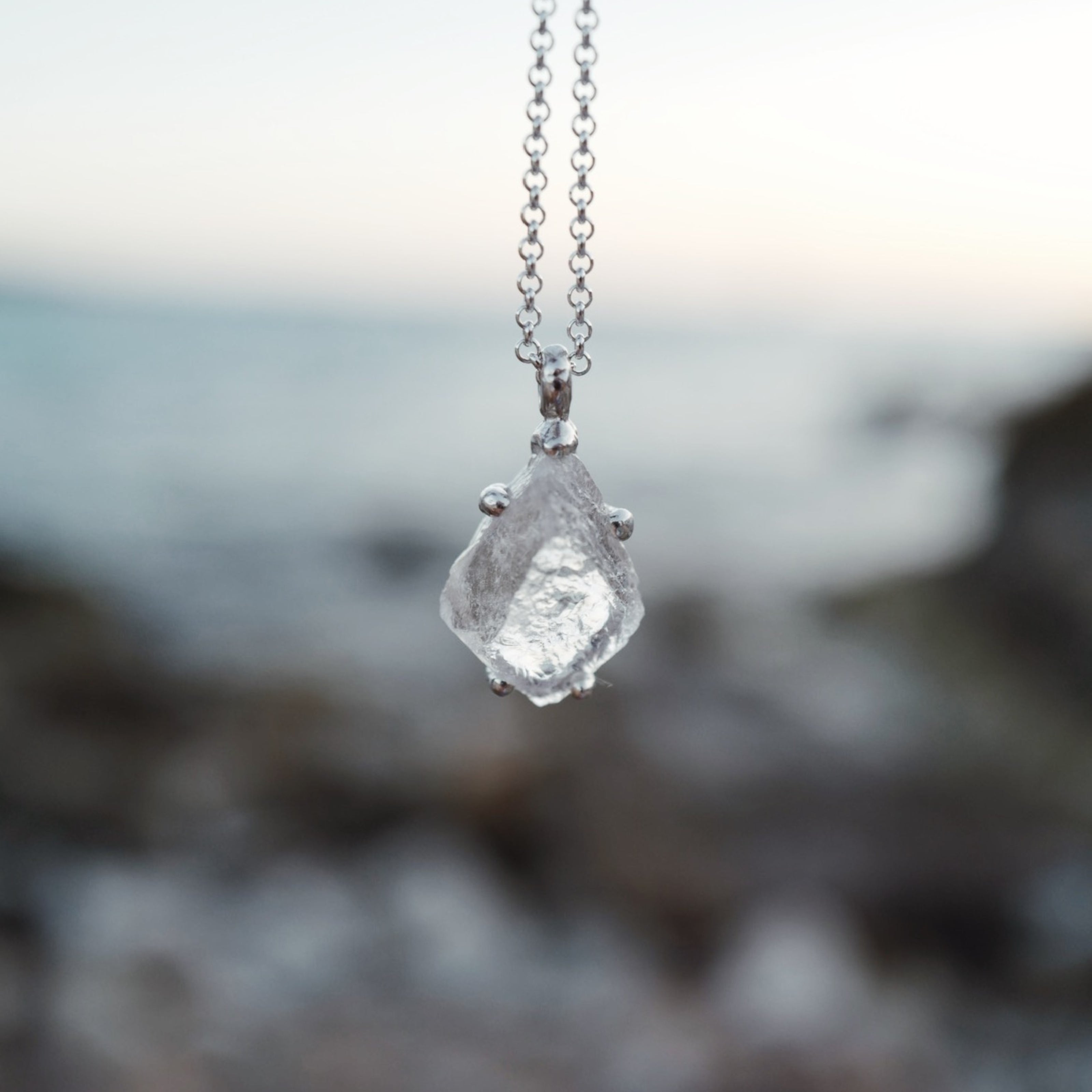 No.34 Silver Rock Crystal Pendant Necklace