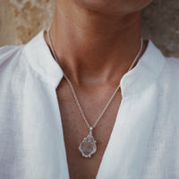 No.34 Silver Rock Crystal Pendant Necklace