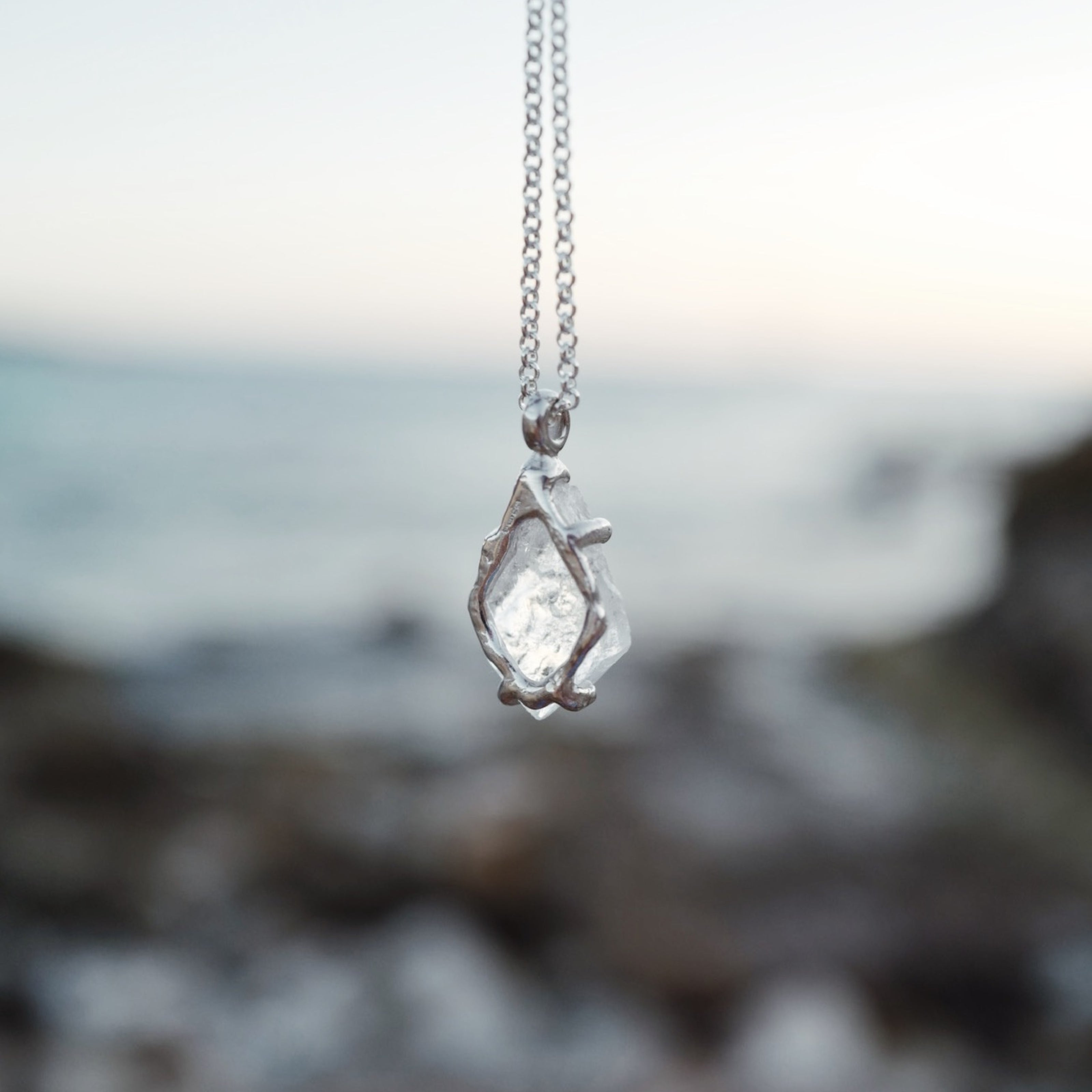 No.34 Silver Rock Crystal Pendant Necklace