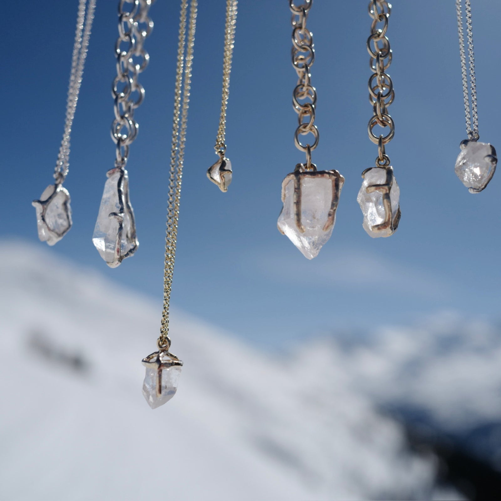 No.15 Gold Rock Crystal Pendant Necklace