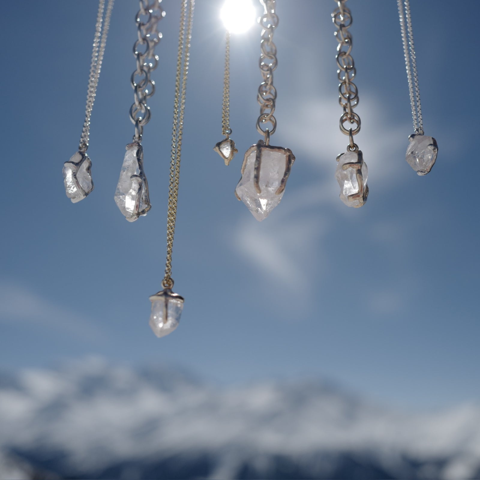 No.15 Gold Rock Crystal Pendant Necklace
