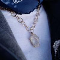 No.4 Gold Rock Crystal Pendant Handmade Chain Necklace