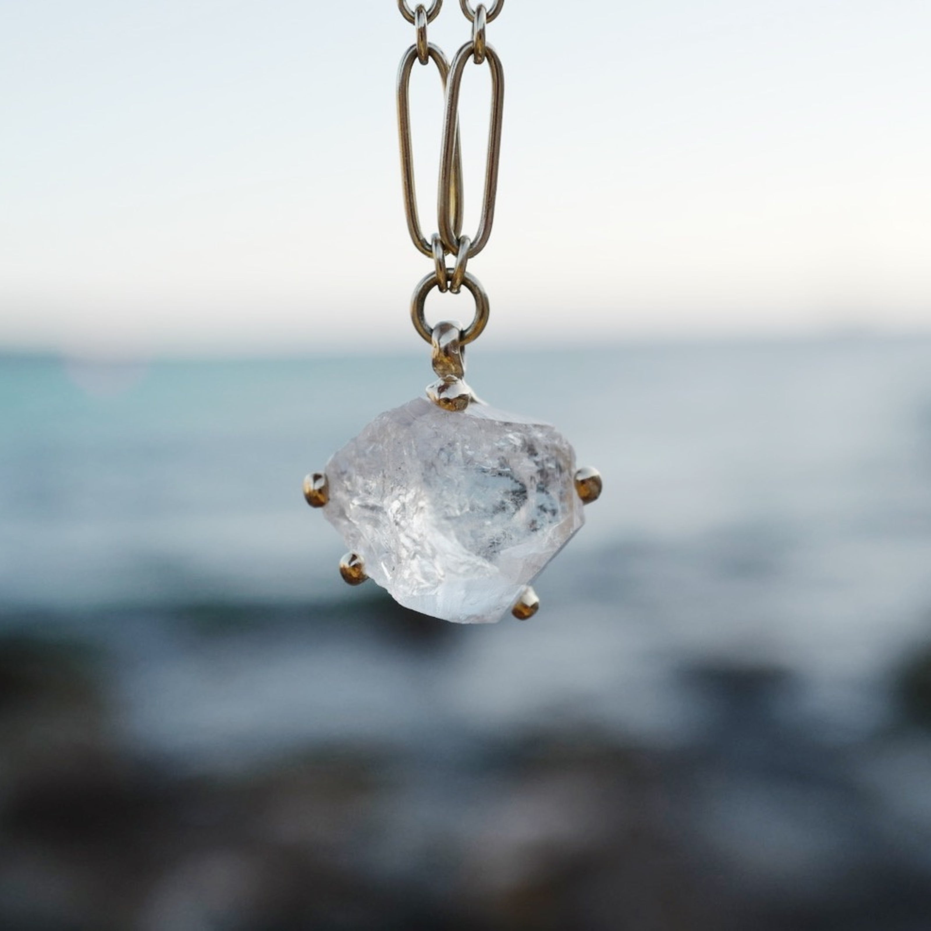 No.6 Gold Rock Crystal Pendant Necklace