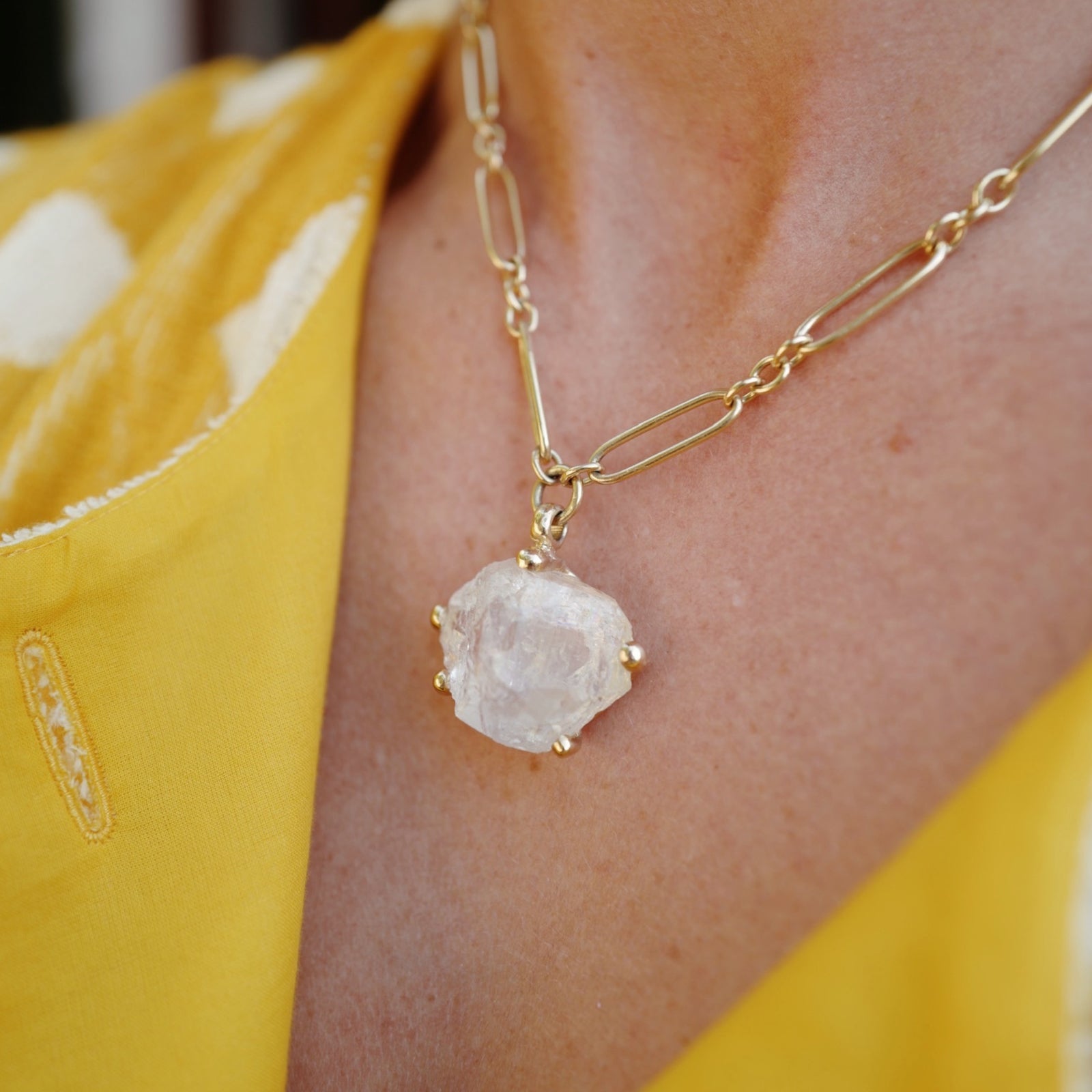 No.6 Gold Rock Crystal Pendant Necklace