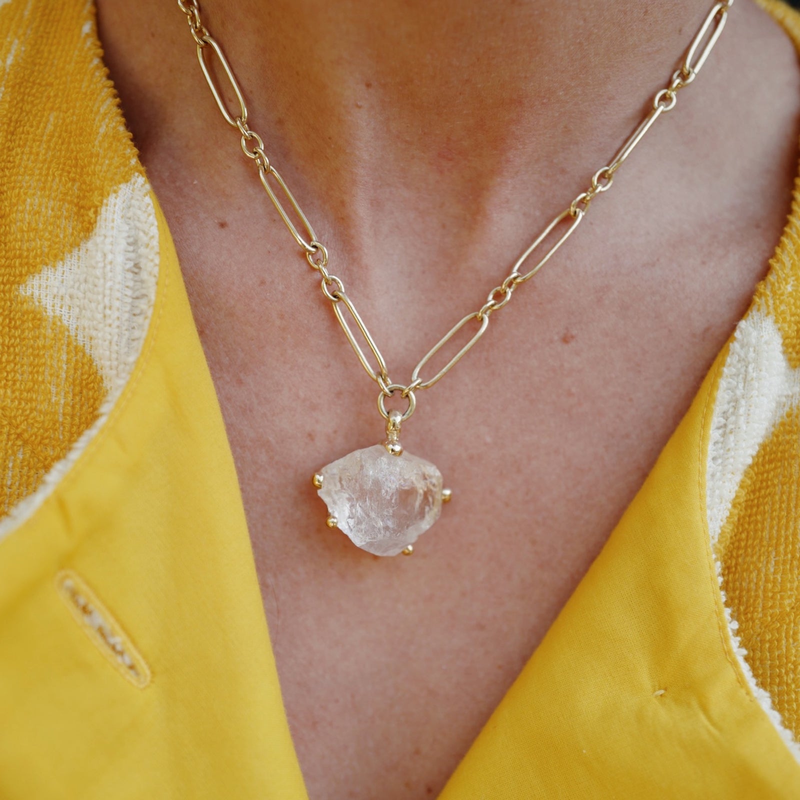 No.6 Gold Rock Crystal Pendant Necklace