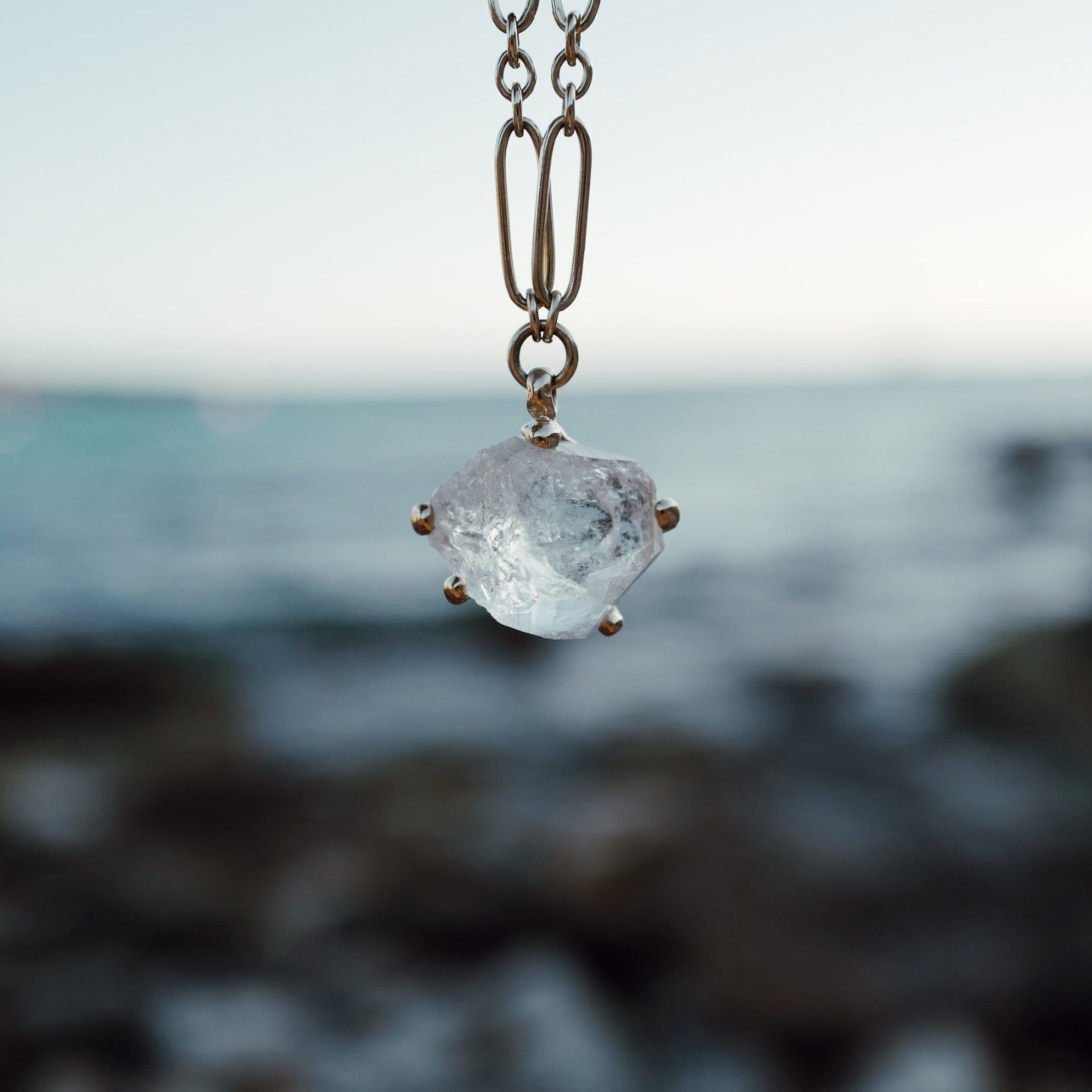 No.6 Gold Rock Crystal Pendant Necklace