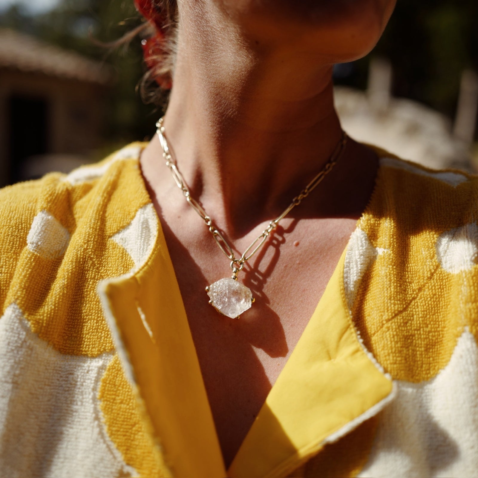 No.6 Gold Rock Crystal Pendant Necklace