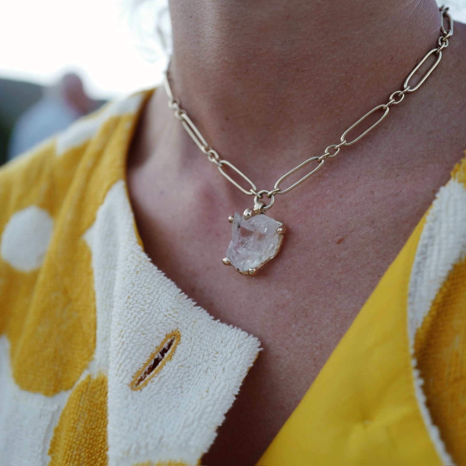 No.7 Gold Rock Crystal Pendant Necklace