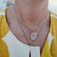 No.7 Gold Rock Crystal Pendant Necklace