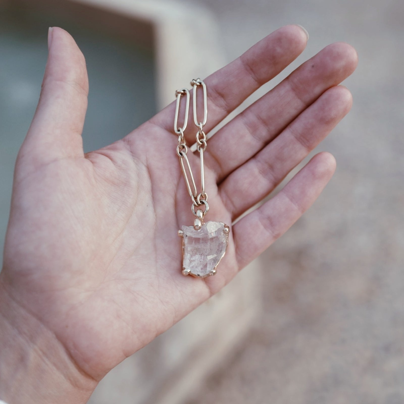 No.7 Gold Rock Crystal Pendant Necklace