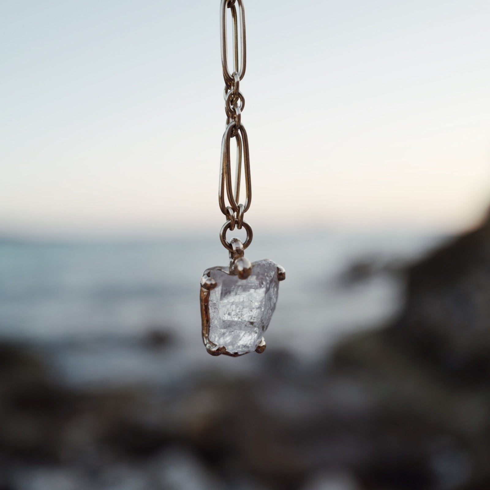 No.7 Gold Rock Crystal Pendant Necklace
