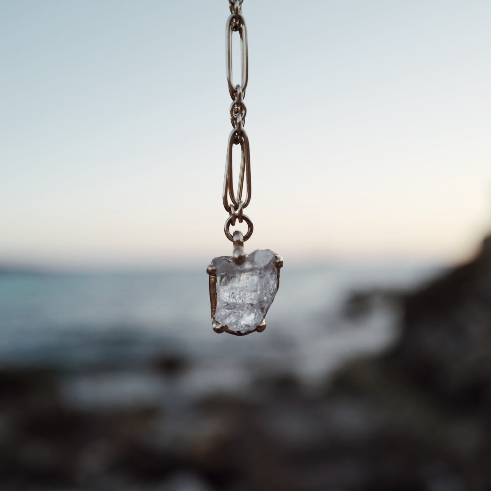 No.7 Gold Rock Crystal Pendant Necklace