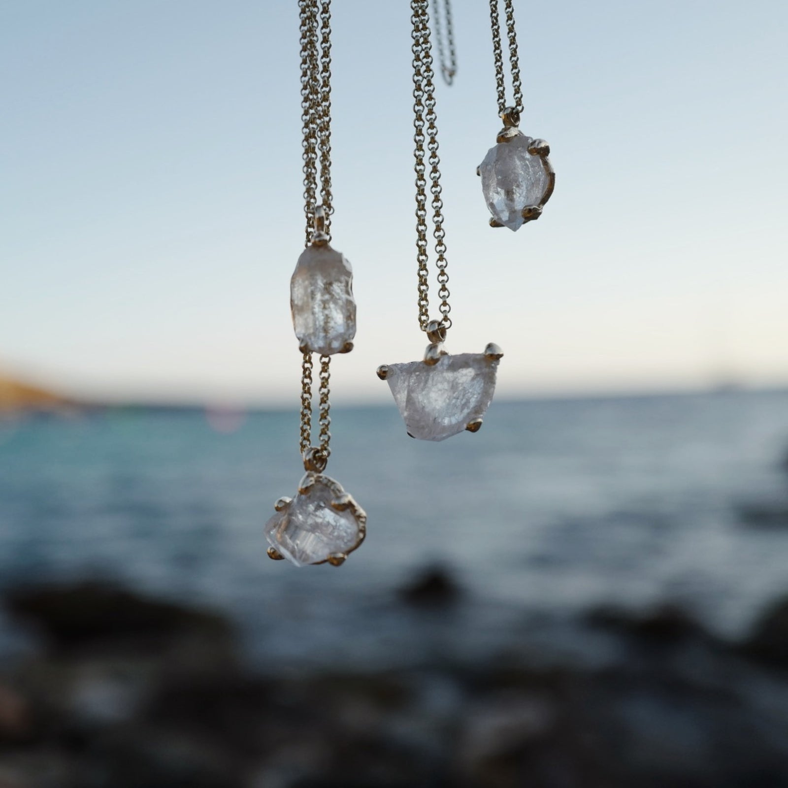 No.9 Gold Rock Crystal Pendant Necklace