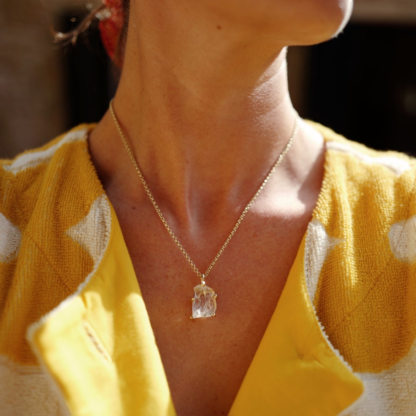 No.12 Gold Rock Crystal Pendant Necklace