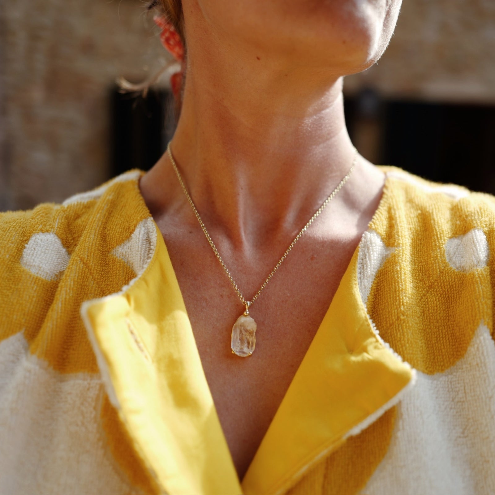 No.13 Gold Rock Crystal Pendant Necklace