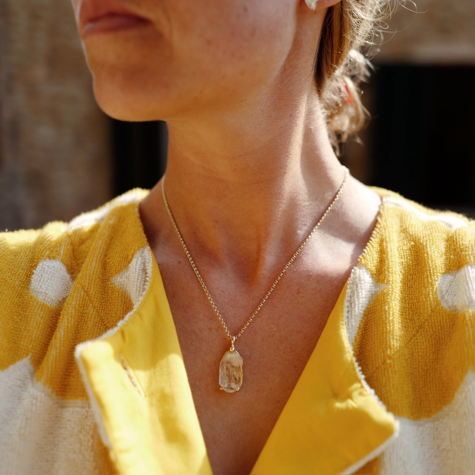 No.13 Gold Rock Crystal Pendant Necklace