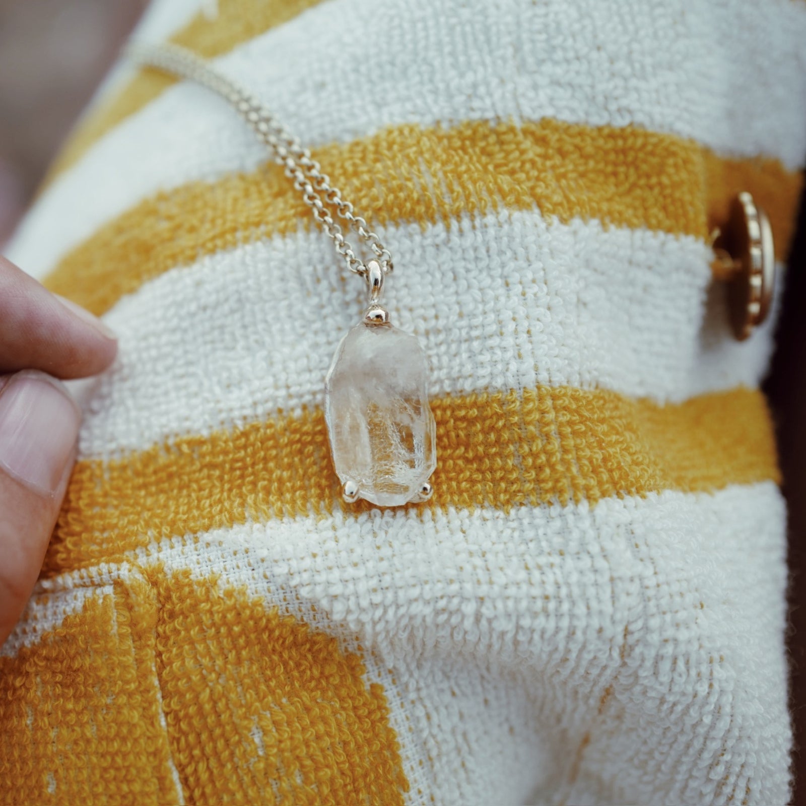 No.13 Gold Rock Crystal Pendant Necklace