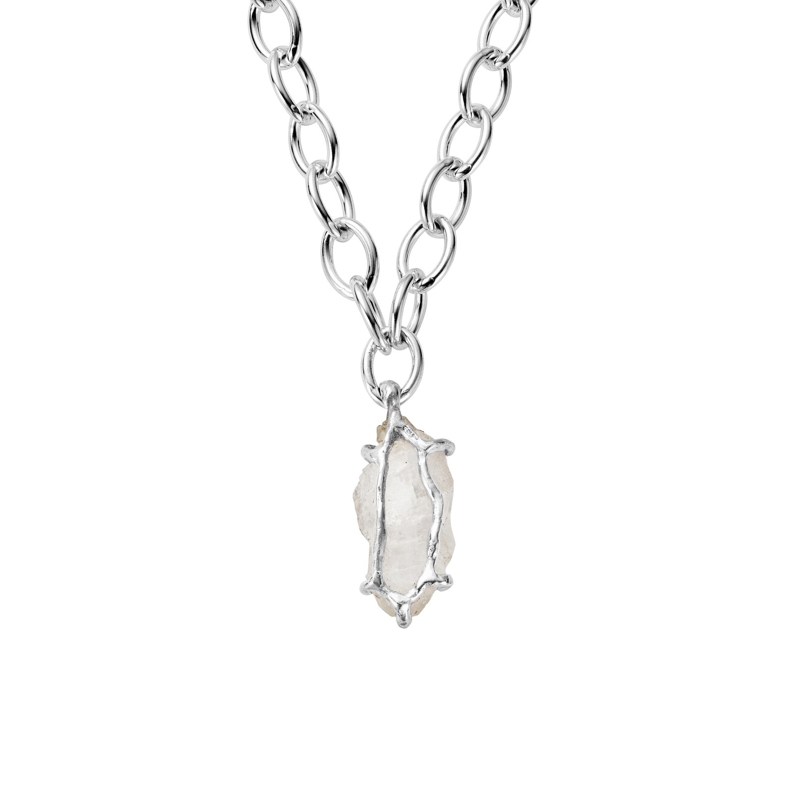 No.19 Silver Rock Crystal Pendant Sylt Chain Necklace