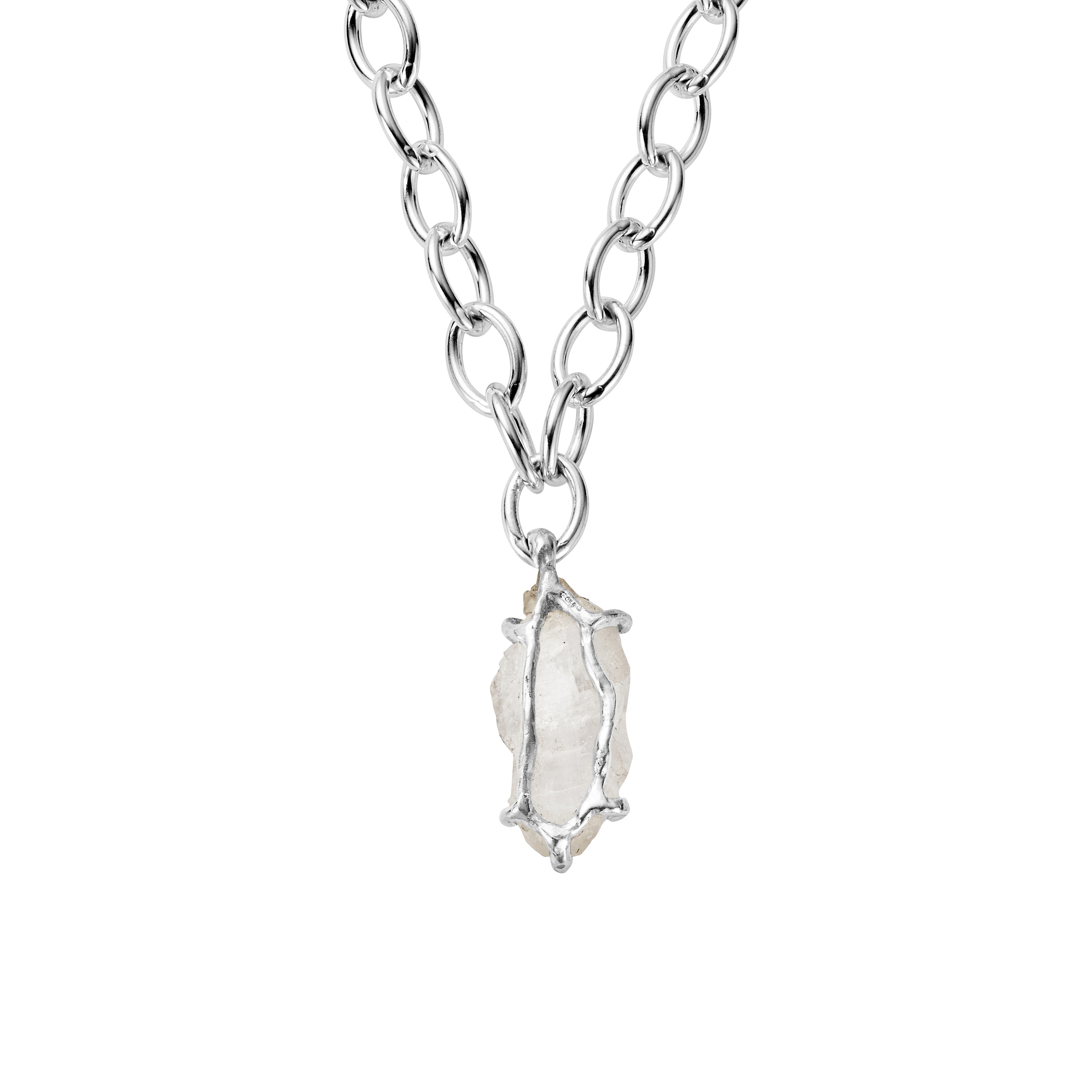 No.19 Silver Rock Crystal Pendant Sylt Chain Necklace