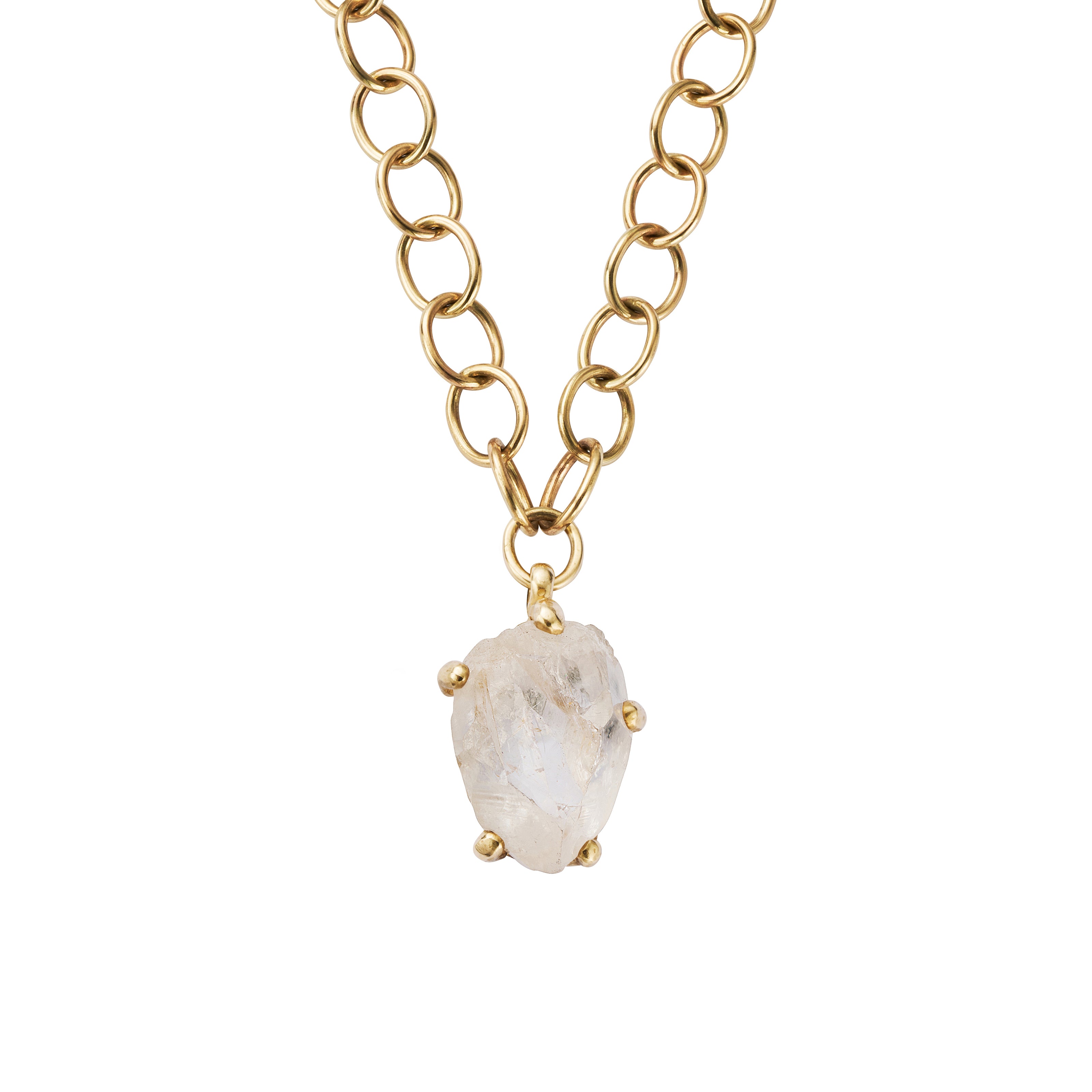 No.4 Gold Rock Crystal Pendant Handmade Chain Necklace