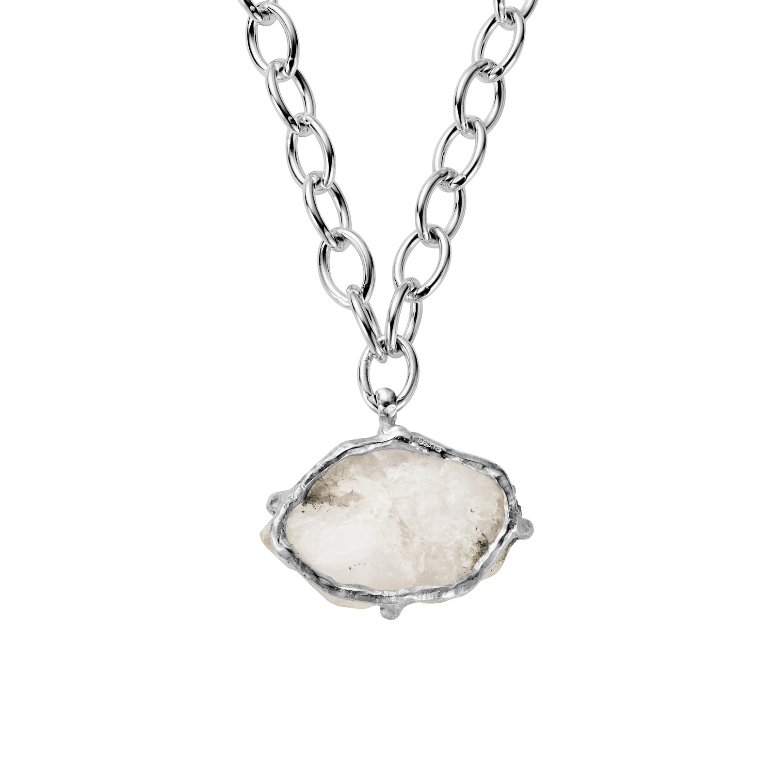 No.18 Silver Rock Crystal Pendant Sylt Chain Necklace
