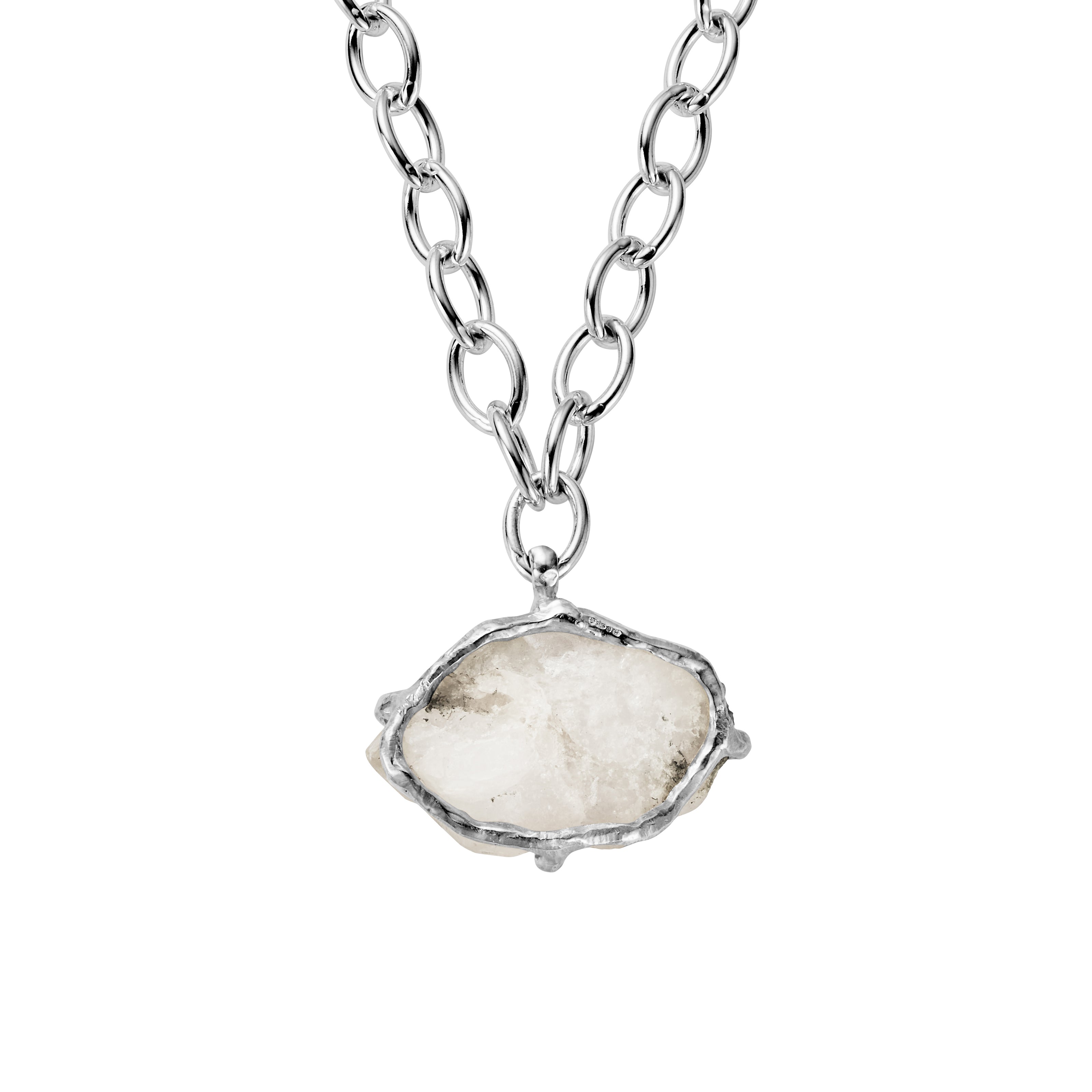 No.18 Silver Rock Crystal Pendant Sylt Chain Necklace