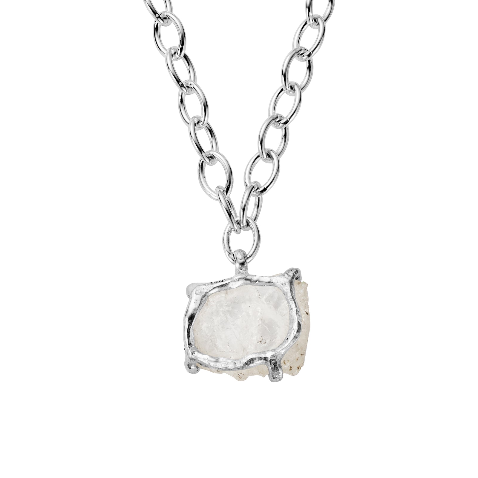 No.23 Silver Rock Crystal Pendant Sylt Chain Necklace