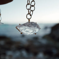 No.2 Gold Rock Crystal Pendant Handmade Chain Necklace