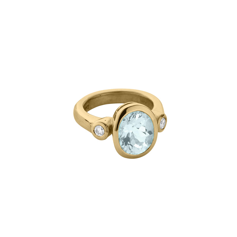 OCEANA Gold Zimbaqua Aquamarine & Diamond Ring