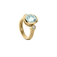 OCEANA Gold Zimbaqua Aquamarine & Diamond Ring