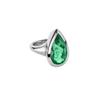 OLIVETTE White Gold Pear Emerald Ring