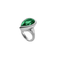 OLIVETTE White Gold Pear Emerald Ring